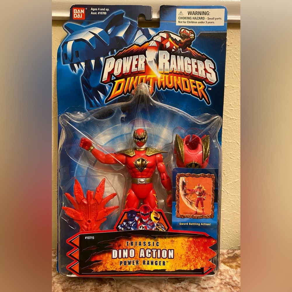 POWER RANGERS DINOTHUNDER Dino Action Triassic Red Power Ranger; NEW.